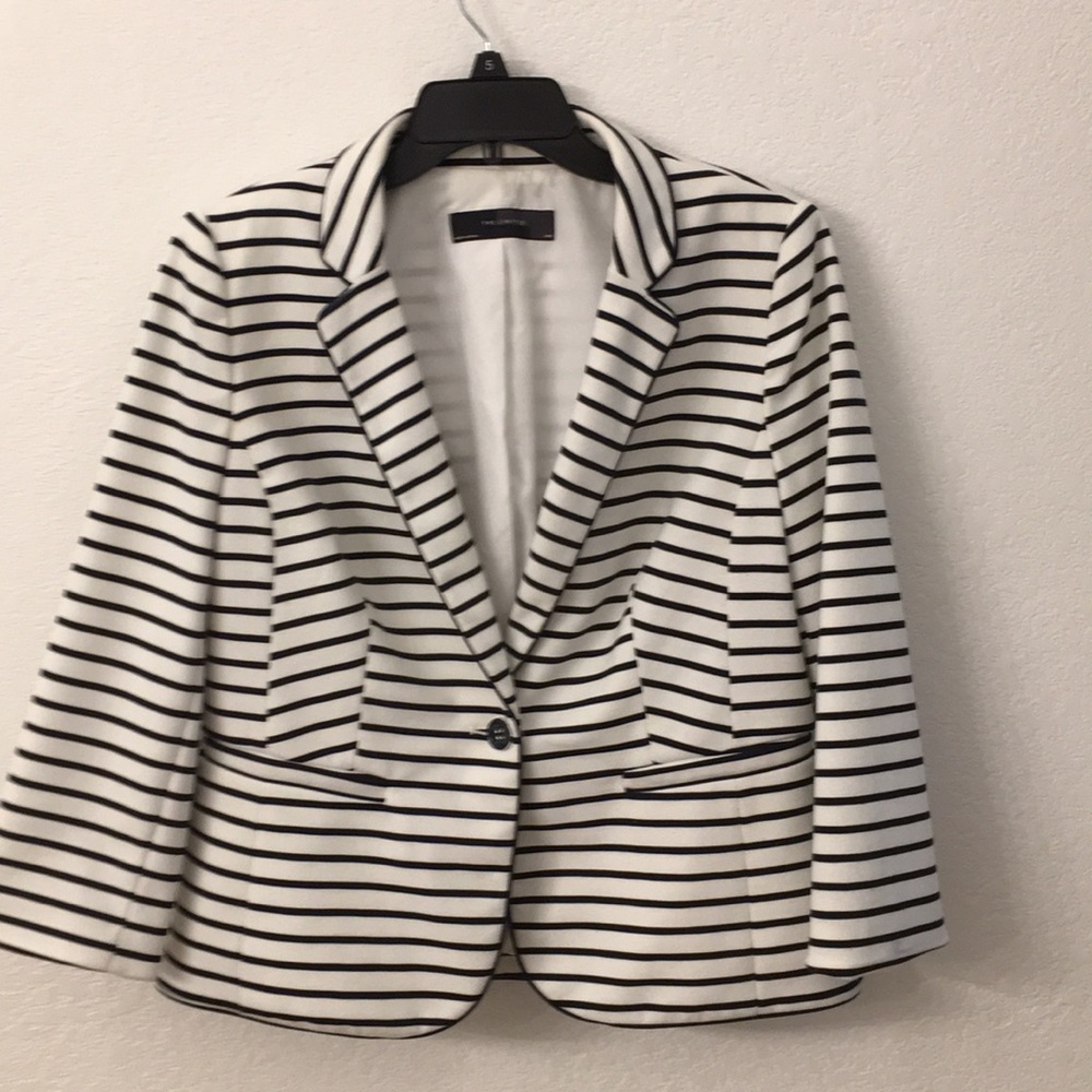 The Limited Black and White Striped Blazer